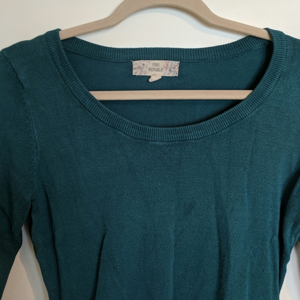 Teal Ruched Side Sweater